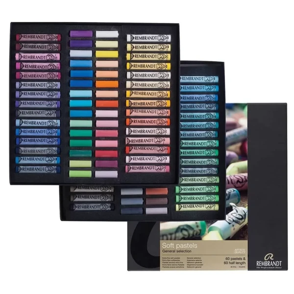 پاستل گچی 120 رنگ رامبراند مدل General Selection Master | 60 whole pastels + 60 half pastels