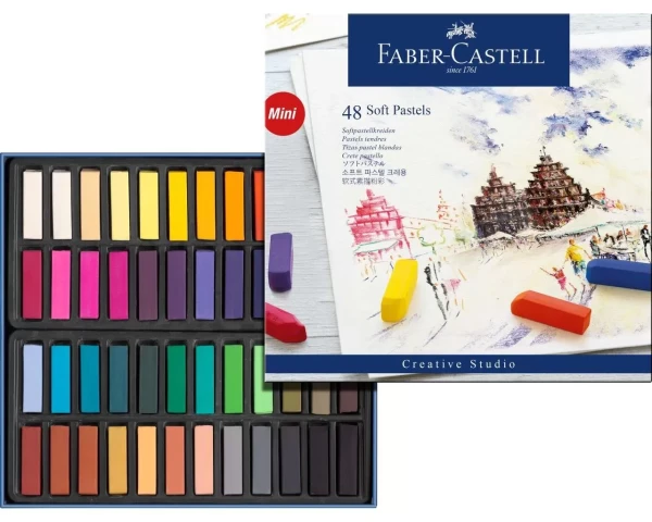 پاستل گچی 48 رنگ نیمه فابرکاستل مدل Creative Studio mini
