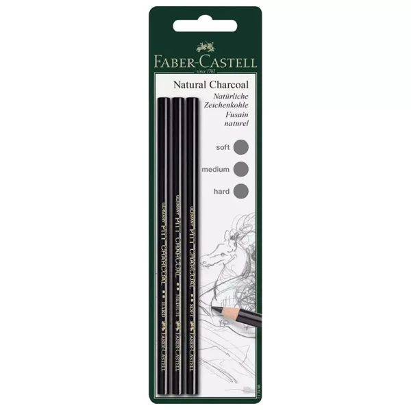 ست 3 عددی مداد کنته فابر کاستل مدل Pitt Charcoal Pencil