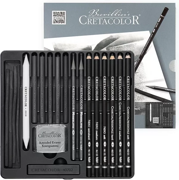 ست طراحی 20 تکه کرتاکالر مدل Black Box Charcoal Drawing Set of 20