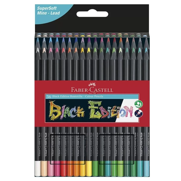 مداد رنگی 36 رنگ فابر کاستل مدل Black Edition Colour Pencils (جعبه مقوایی)