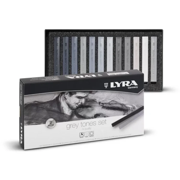 پاستل گچی 12 رنگ لیرا طیف رنگ خاکستری مدل GREY TONES SET