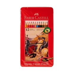 مداد رنگی جعبه فلزی 12 رنگ فابر کاستل مدل Classic-Tin 12
