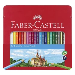 مداد رنگی جعبه فلزی 24 رنگ فابر کاستل مدل Classic-Tin 24