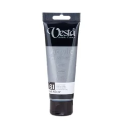رنگ اکریلیک وستا کد رنگ 61 Dark Silver حجم 75 میلی لیتر