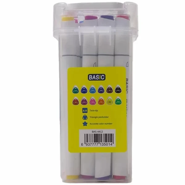 ماژیک دو سر راندو 12 رنگ بیسیک مدل Brush Tip