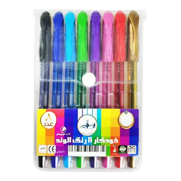 بسته خودکار 8 رنگ سفیر نوک 0.7 مدل الوند